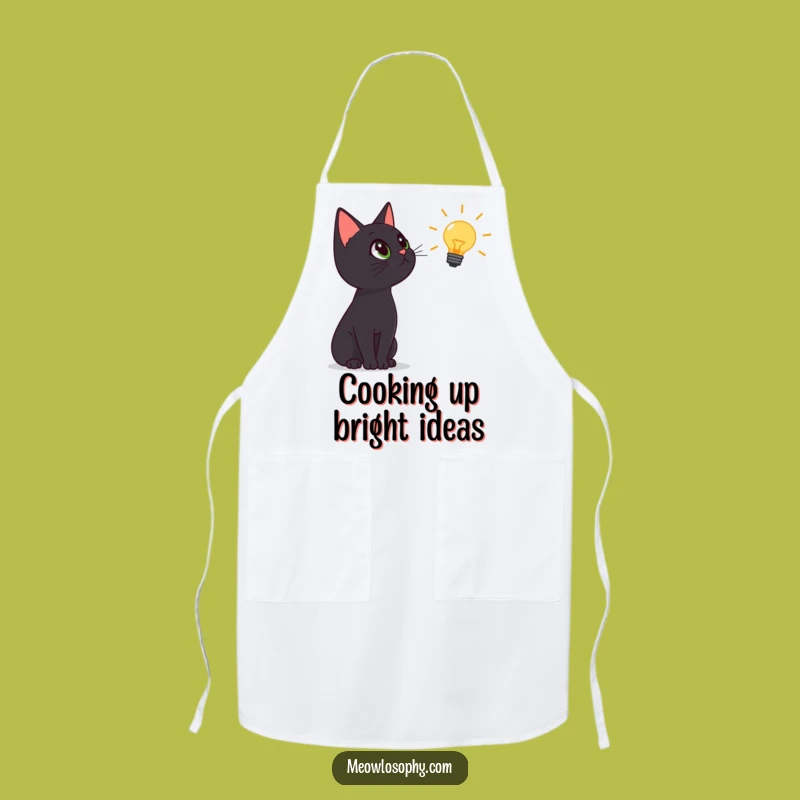 Funny Black Cat Lightbulb Apron: Cook Up Bright Ideas with Humorous Style