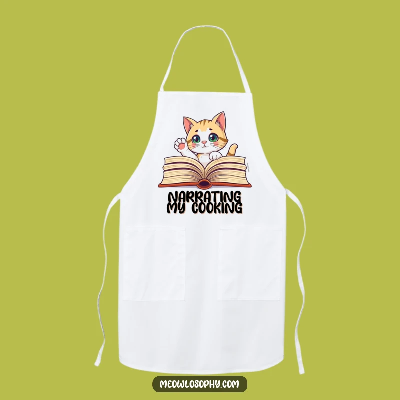 Funny Curious Cat Book Apron - Chef's Thoughtful Literary Gift