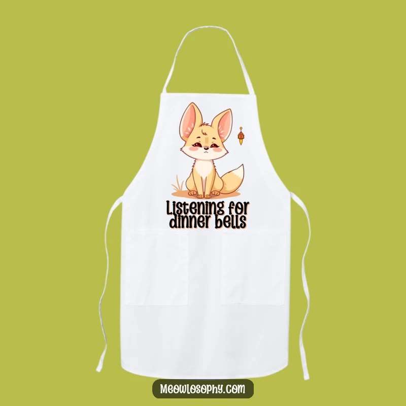 Funny Kawaii Fennec Fox Chime Apron - Cute Desert Kitchen Listener