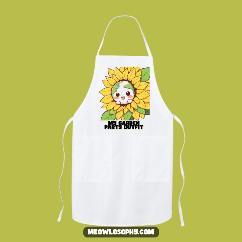 Funny Kawaii Earth Sunflower Apron - Hilarious Kitchen Gift for Cooks