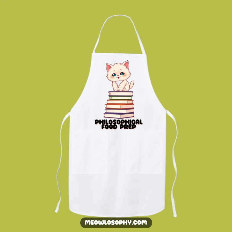 Funny Fluffy Kitten Apron: Philosopher Cat Balance, Kitchen Wit Gift