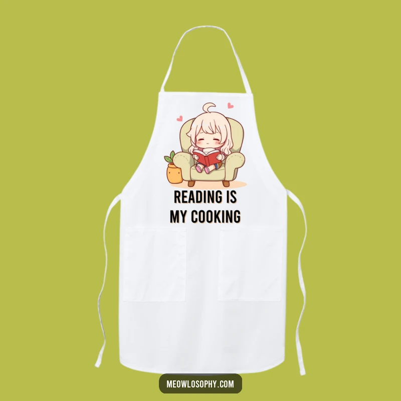Funny Cozy Reader Apron: Book Lover's Kitchen Style, Gift Idea