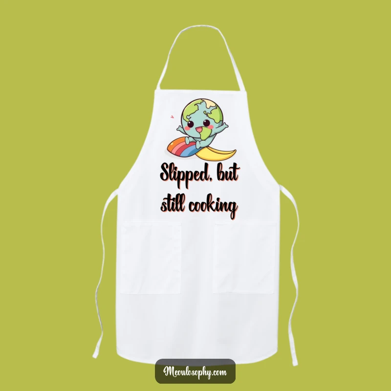 Funny Kawaii Earth Banana Peel Apron: Cook Up Smiles with Cartoon Mishaps in the Kitchen