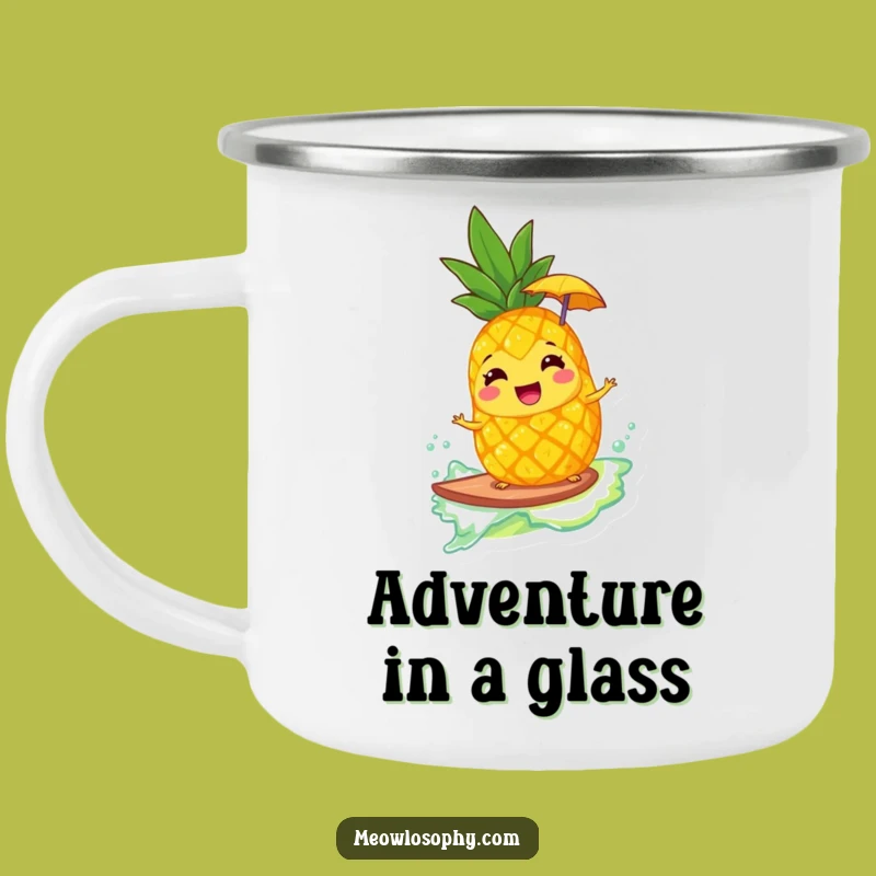 Funny Giggling Pineapple Surfing Lemonade Camping Mug - Adventure with Aloha