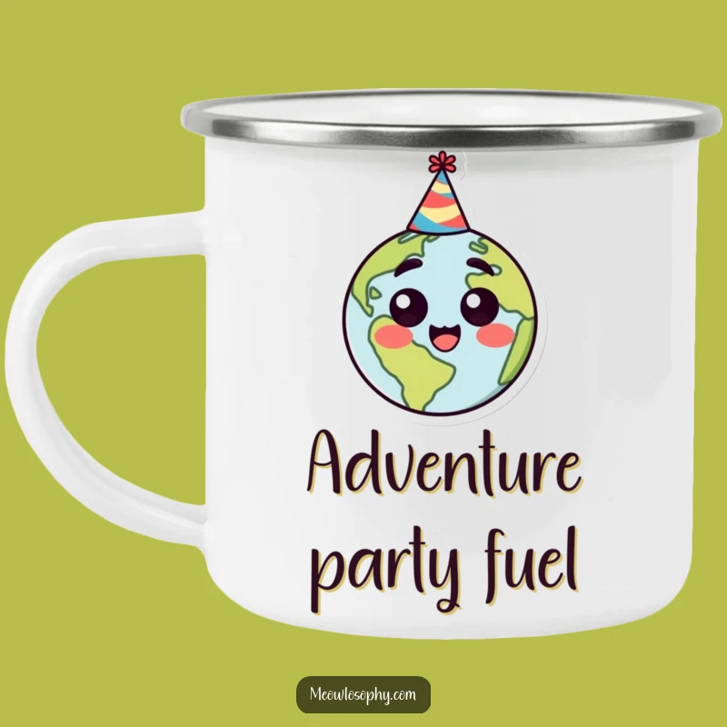 Durable Funny Earth Party Hat Camping Mug: Enjoy Hot Drinks with Celestial Surprise Outdoors