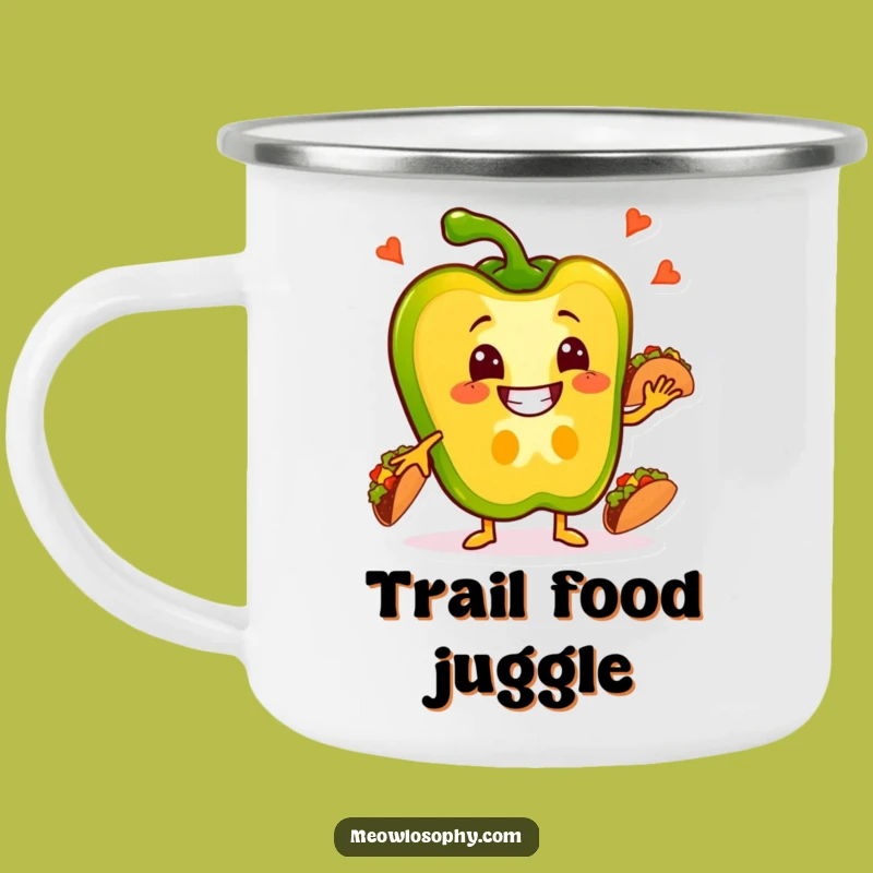 Funny Pepper Taco Camp Mug - Rustic Veggie Fiesta Coffee Cup, Humorous Gift