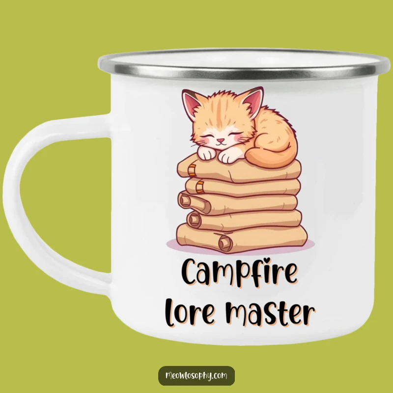 Funny Sleepy Kitten Camping Mug: Wisdom & Naps, Adventure Companion Gift
