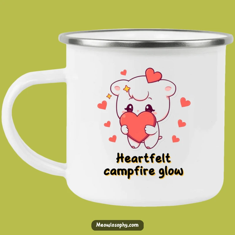 Funny Starry-Eyed Character Camping Mug: Love by the Campfire