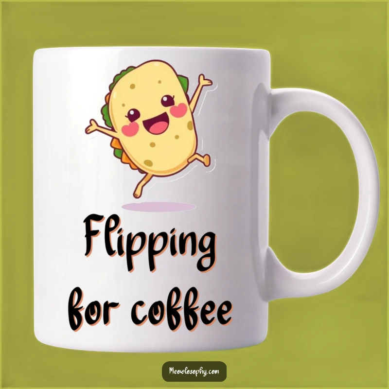 Funny Cartwheeling Tortilla Mug - Joyful Fiesta Character Gift for Food Lovers