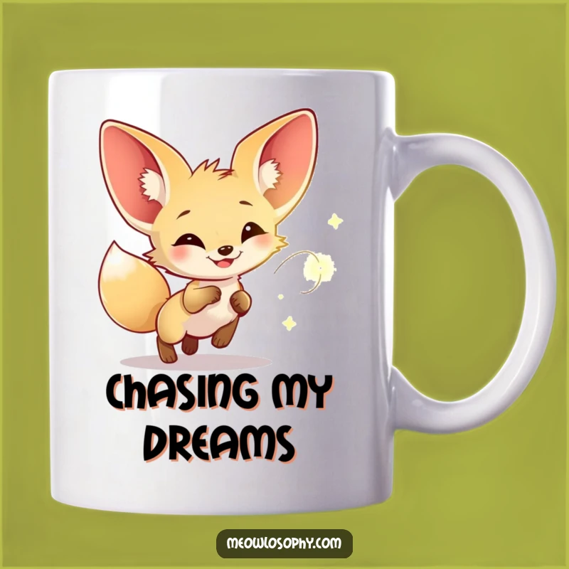 Funny Fennec Fox Firefly Chase Mug: Enchanting Gift for Nighttime Dreamers