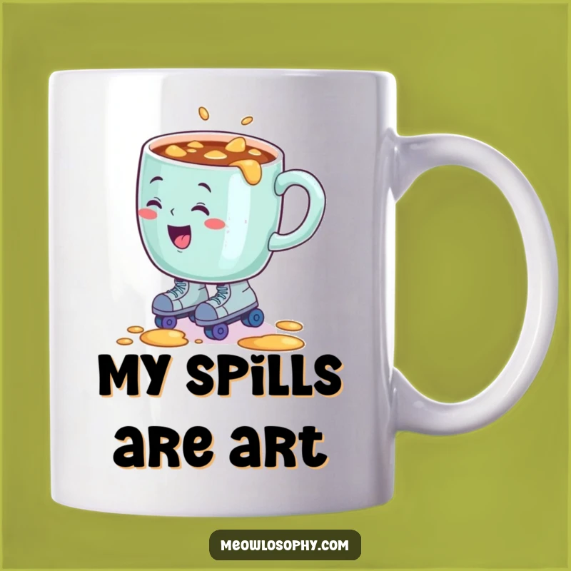 Funny Sentient Coffee Mug Roller Skate Spill Mug, Hilarious Gift for Coffee Lovers