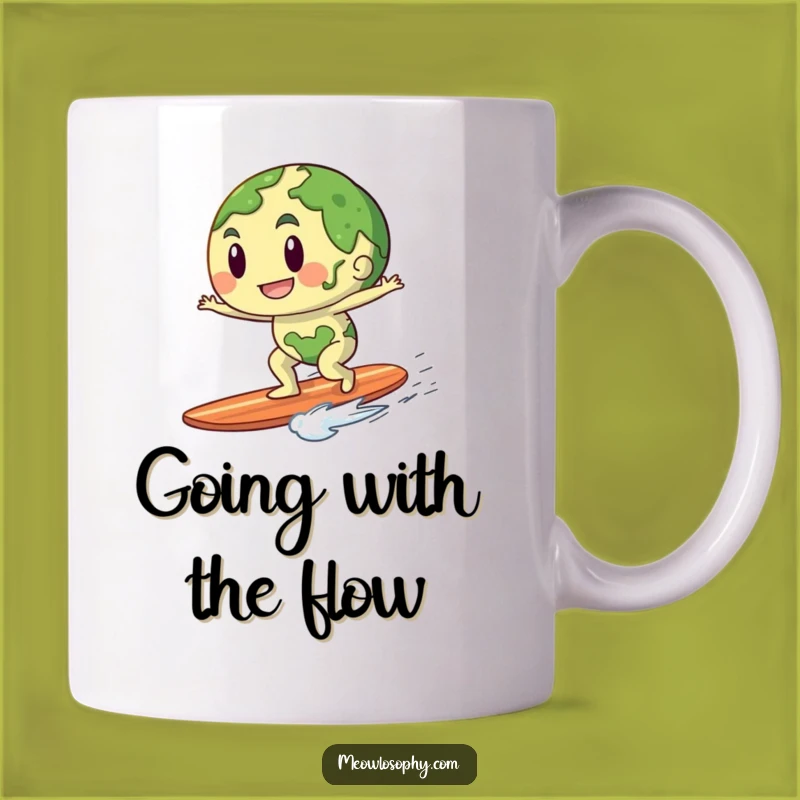 Funny Earth Riding Breeze Mug: A Joyful Surfing Adventure for Your Morning Coffee