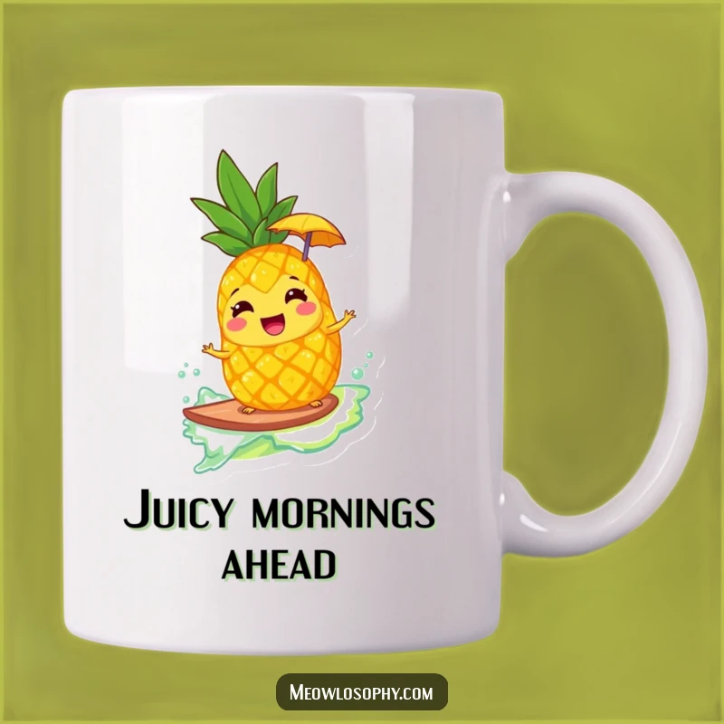 Funny Giggling Pineapple Surfing Lemonade Mug - Tropical Humor Gift