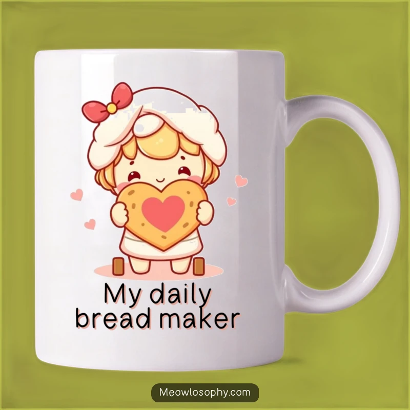 Funny Kawaii Baker Mug: Happy Heart Bread, Perfect Gift for Baking Lovers