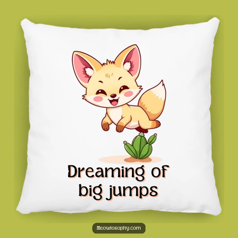 Funny Fennec Fox Cactus Pillow - Cozy & Hilarious Desert Decor Accent