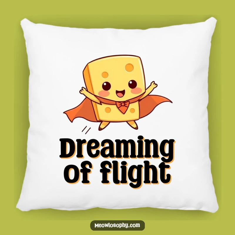 Funny Flying Cheese Superhero Pillow, Comfy & Hilarious Accent for Cozy Homes