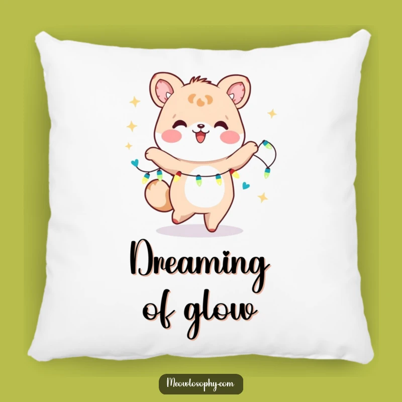 Funny Kawaii Dancer Pillow: Cozy Animal with Fairy Lights, Cheerful Decor Gift