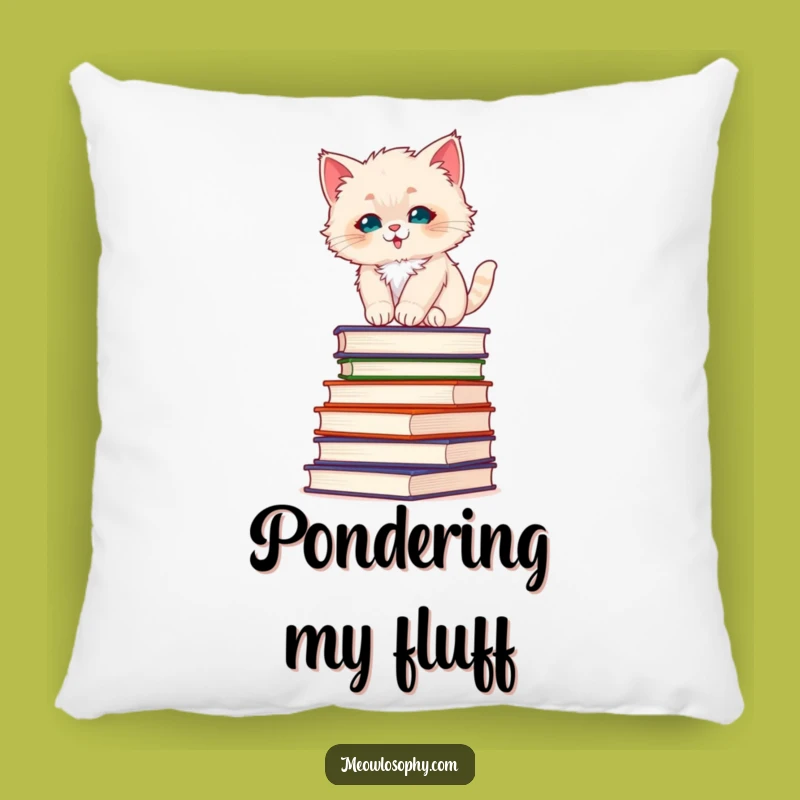 Funny Fluffy Kitten Pillow: Soft Philosophy Cushion, Intellectual Comfort
