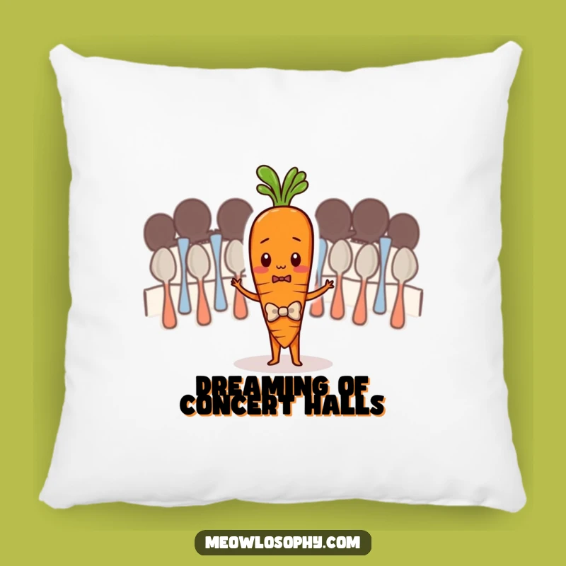 Funny Shy Carrot Conducting Spoons Pillow - Cozy Comfort with Hilarious Art