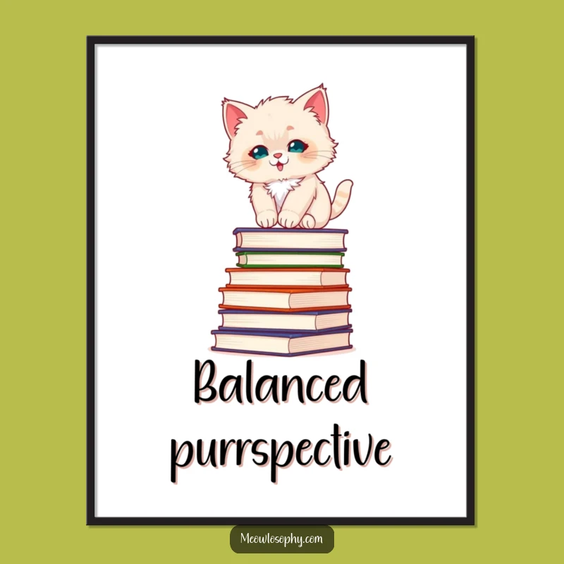 Funny Fluffy Kitten Digital Art: Philosophy Balance, Instant Intellectual Art