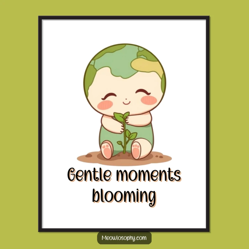 Funny Earth Seedling Hug Digital Art - Instant Heartfelt Download Gift