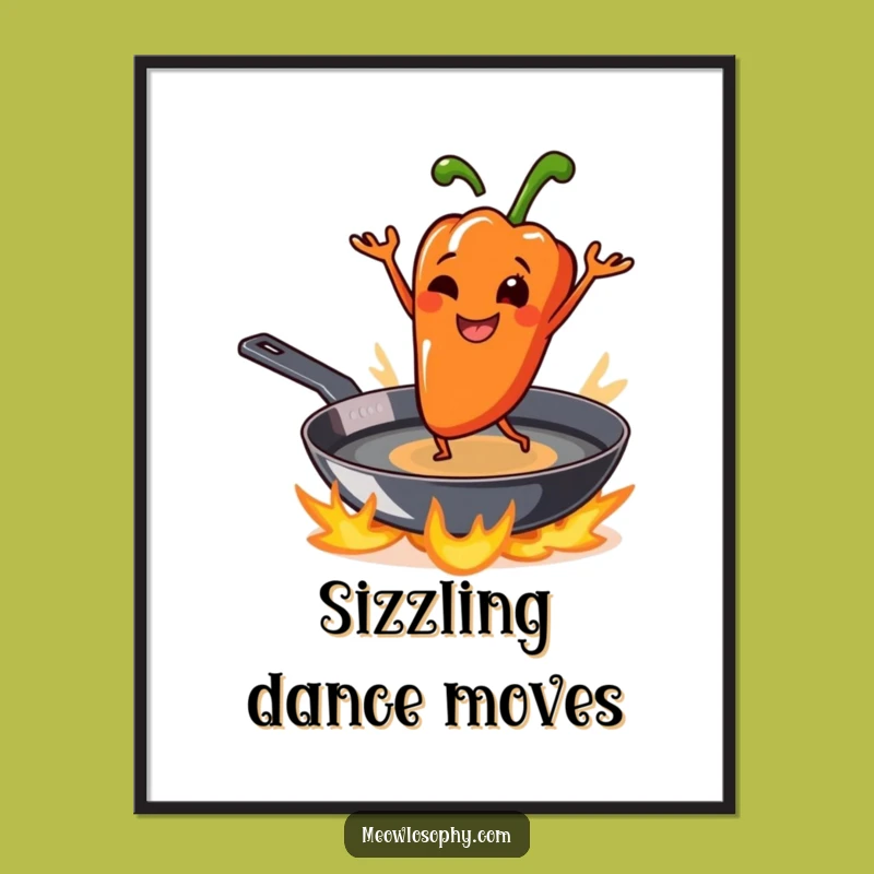 Funny Grilled Pepper Digital Art: Sizzling Decor for Spicy Spaces