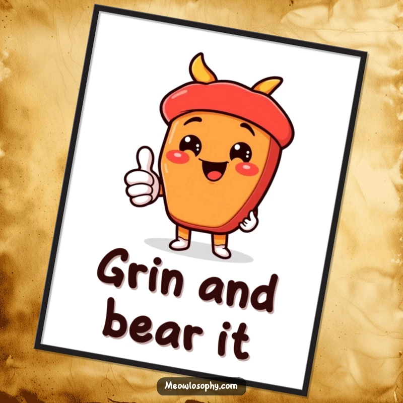 Funny kawaii fajita ingredient giving a thumbs-up with a cheesy grin, as a vibrant digital art print.
