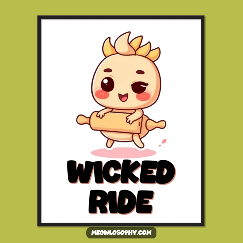 Funny Kawaii Fajita Digital Art - Whimsical Cute Food Print, Adorable Humorous Decor