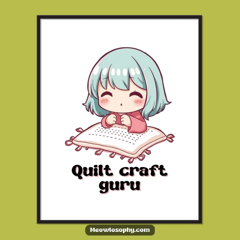 Funny Quilter Digital Art: Adorable Stitcher, Instant Download Decor