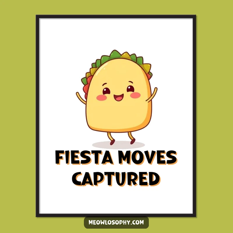 Funny Taco Dancer Digital Art, Festive Food Print, Humorous Decor, Funny Gift