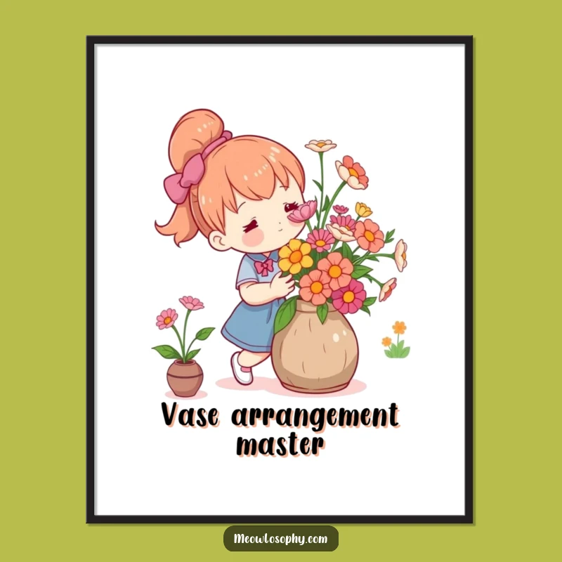 Funny Flower Arranger Digital Art: Cute Floral Decor, Instant Download