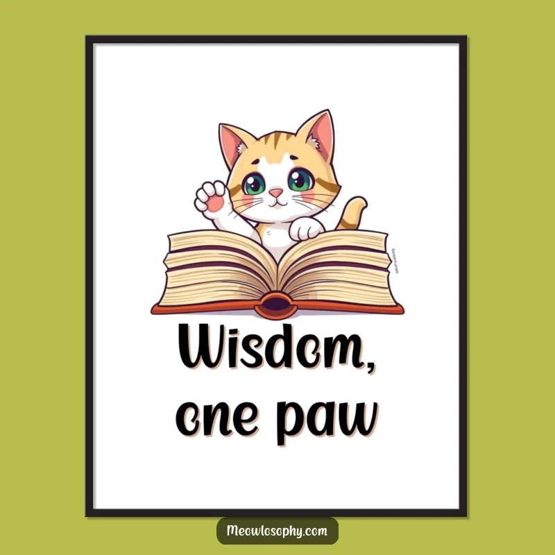 Instant Curiosity: Funny Cat Book Digital Art Print Gift