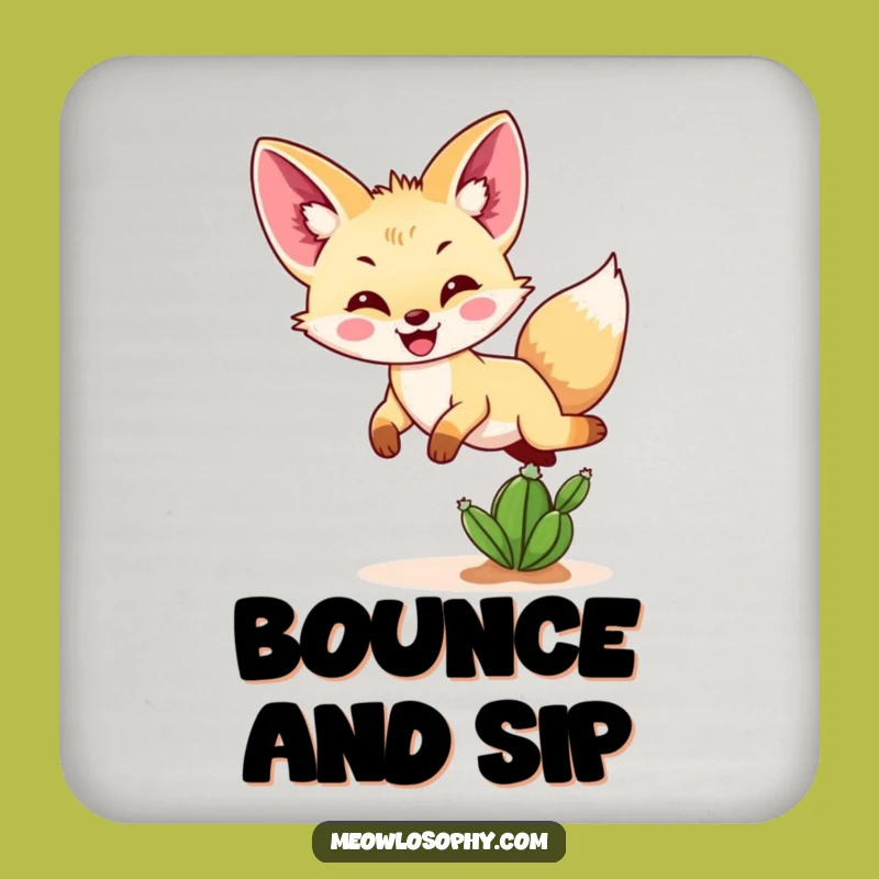 Funny Fennec Fox Cactus Coaster - Hilarious Desert Table Protection