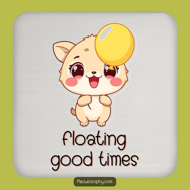 Funny Excited Animal Drink Coaster: Balloon Joy Protection, Cheerful Table Decor