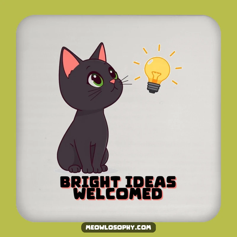Funny Black Cat Lightbulb Coaster: Protect Surfaces with Humorous Charm
