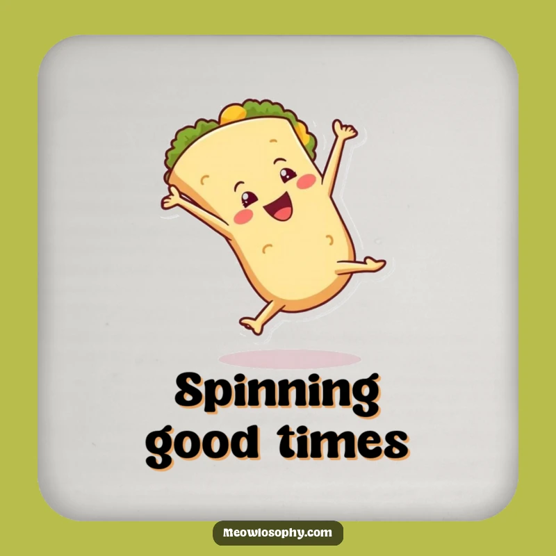 Funny Tortilla Cartwheel Coaster Set, Protect Surfaces with Energetic Humor, Unique Funny Gift