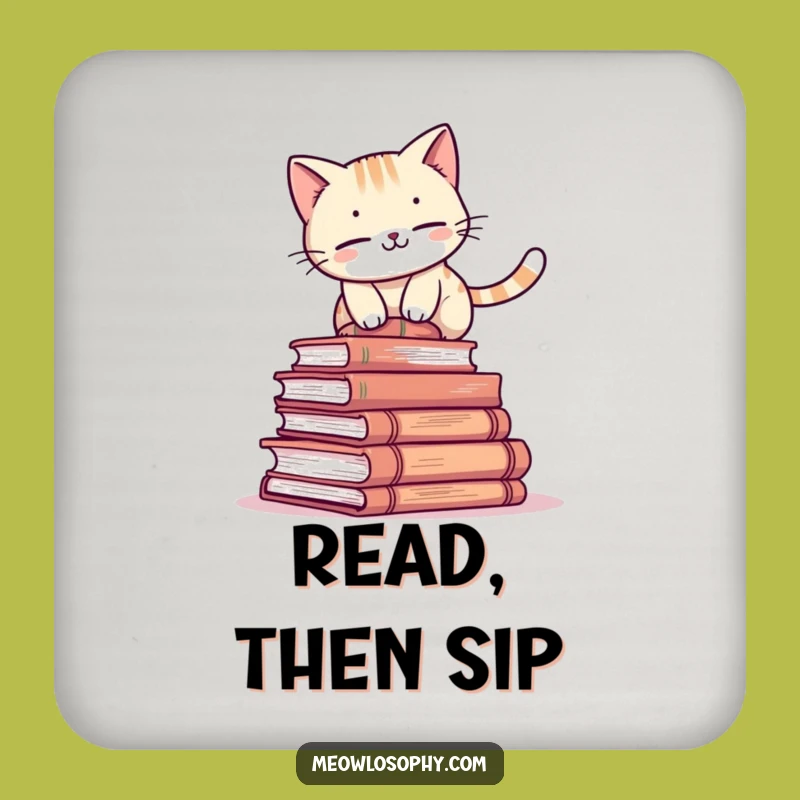 Funny Book Cat Coaster: Feline Balancing Drink Protector Gift