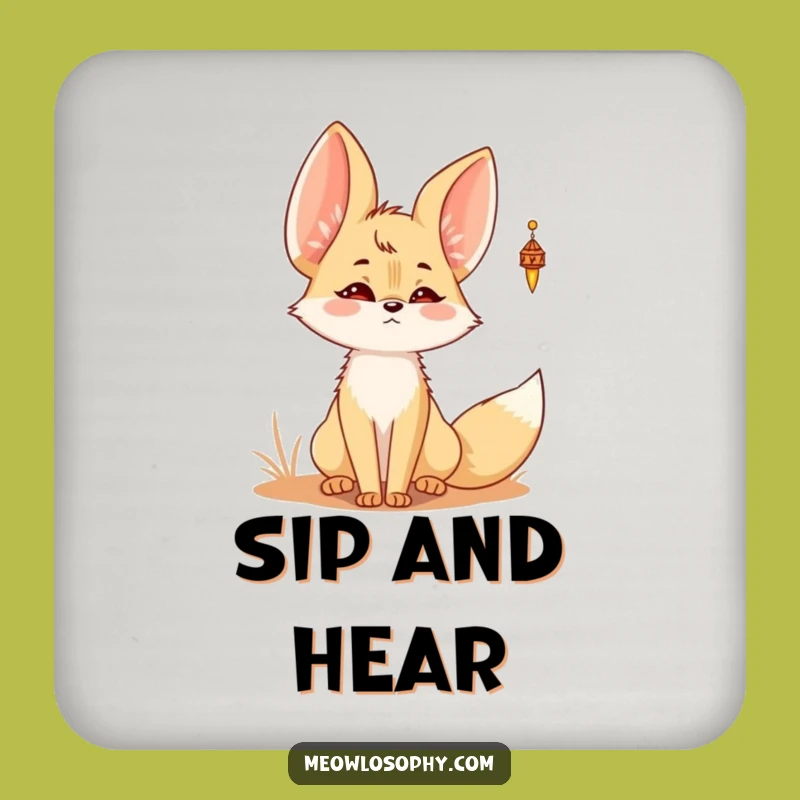 Funny Kawaii Fennec Fox Chime Coaster - Cute Desert Listener Decor