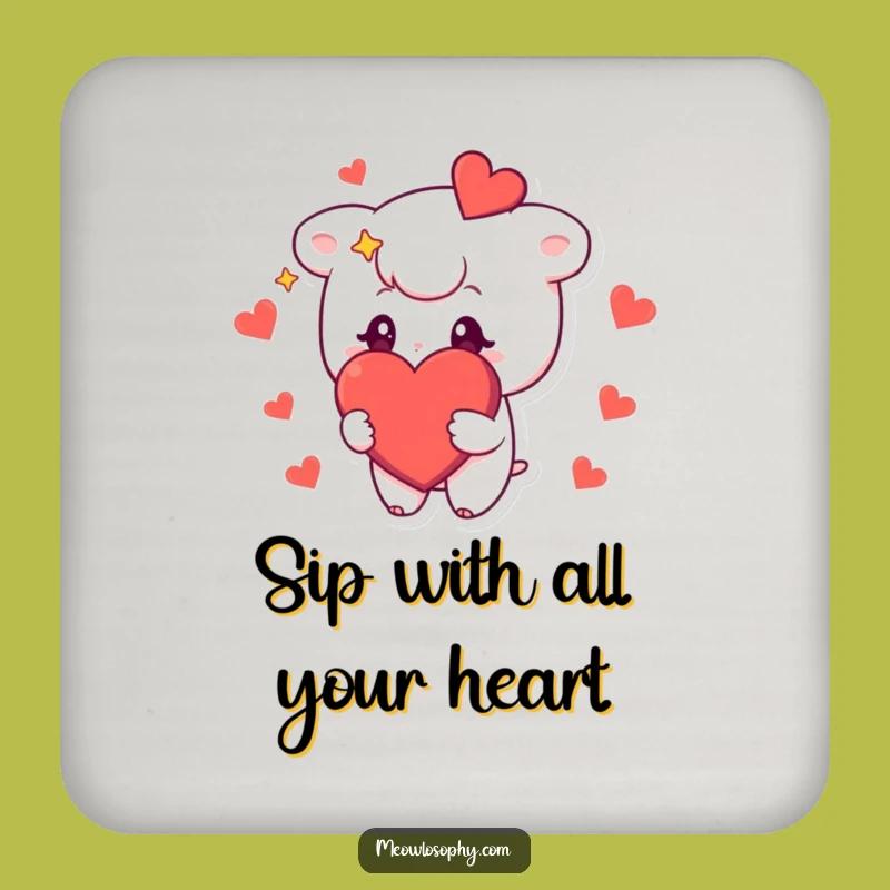 Funny Starry-Eyed Character Drink Coaster: Protect Surfaces with Love