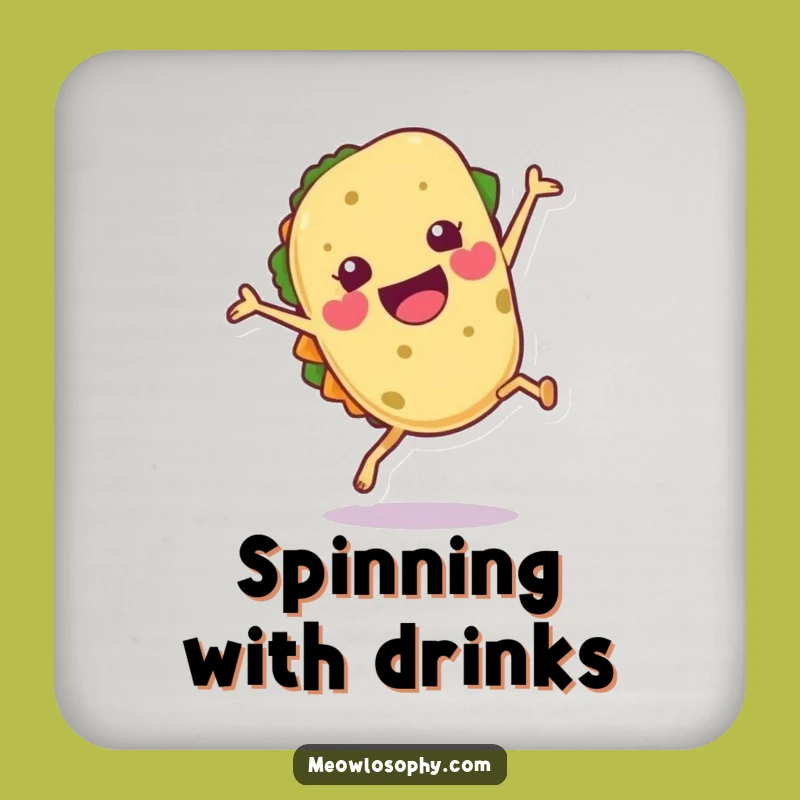 Funny Cartwheeling Tortilla Coaster - Humorous Fiesta Drink Protector, Novelty Gift