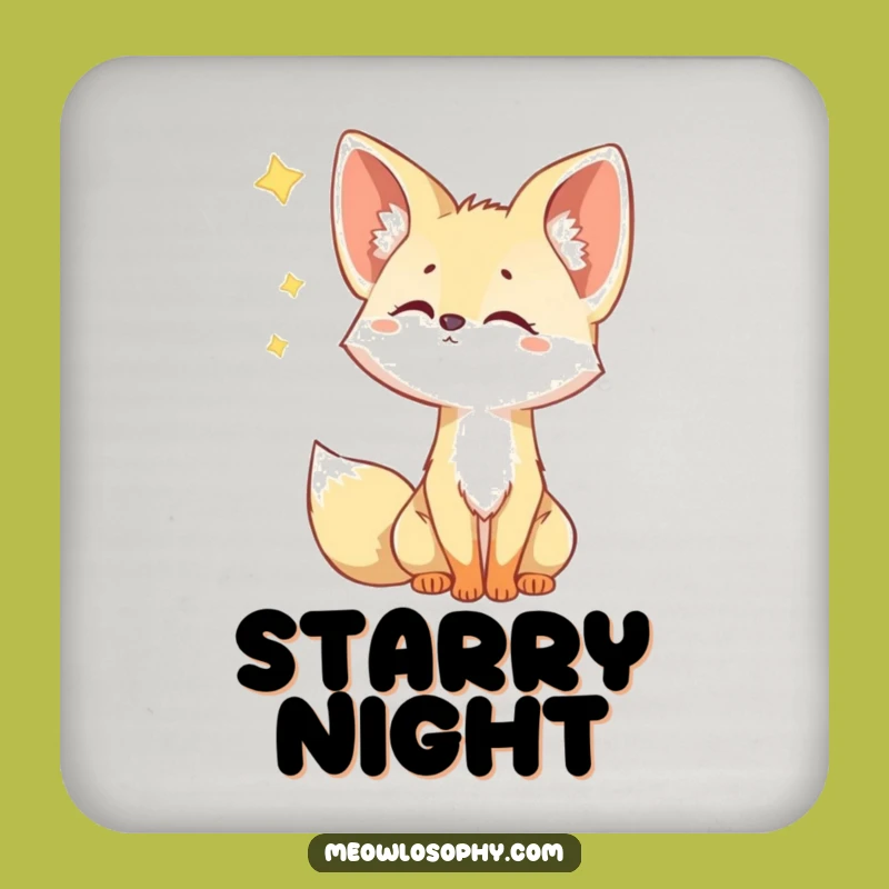 Funny Fennec Fox Coaster: Curious Star Gazer Protection for Surfaces