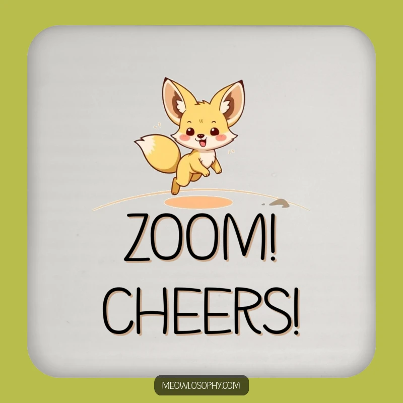 Funny Fennec Fox Coaster: Adorable Zoomie Protection for Surfaces