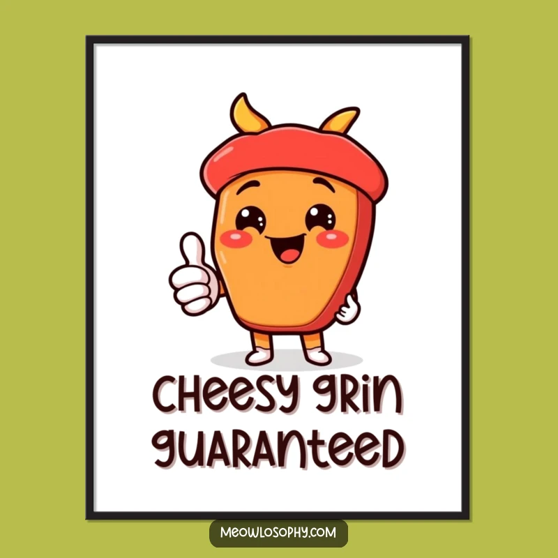 Funny Kawaii Fajita Poster: Cheesy Ingredient Art for Cute Decor