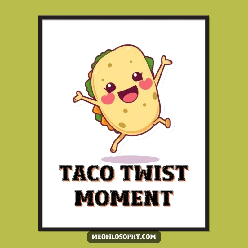 Funny Cartwheeling Tortilla Poster - Whimsical Fiesta Art, Perfect Humorous Decor