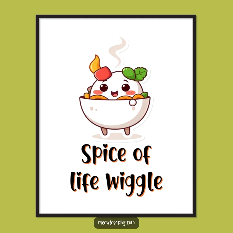 Funny Fajita Bowl Poster: Cute Wiggling Food Art for Cheerful Decor