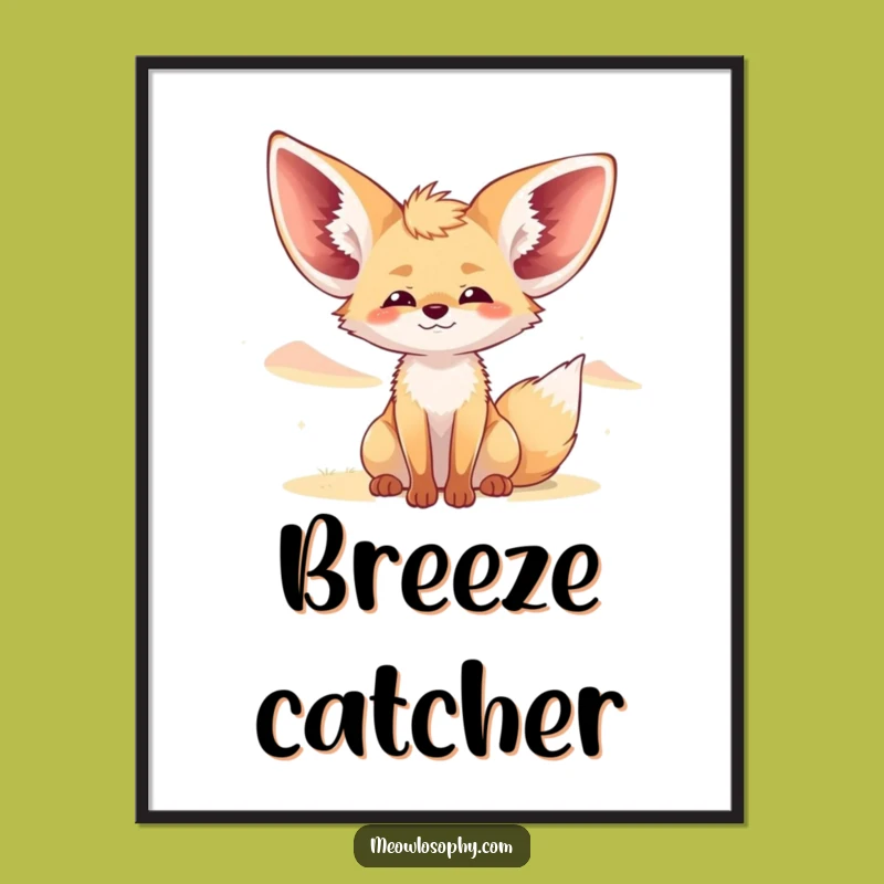 Funny Fennec Fox Breeze Poster: Relaxed Wall Art for Humorous Spaces
