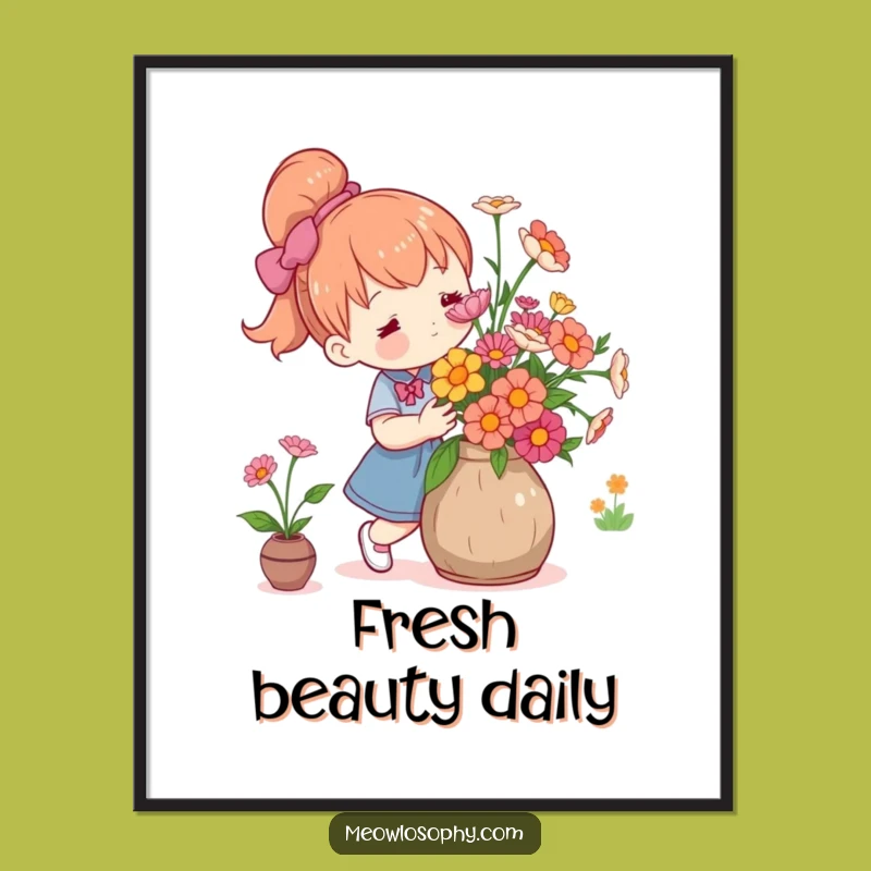 Funny Flower Arranger Poster: Cute Floral Art, Garden Decor Gift