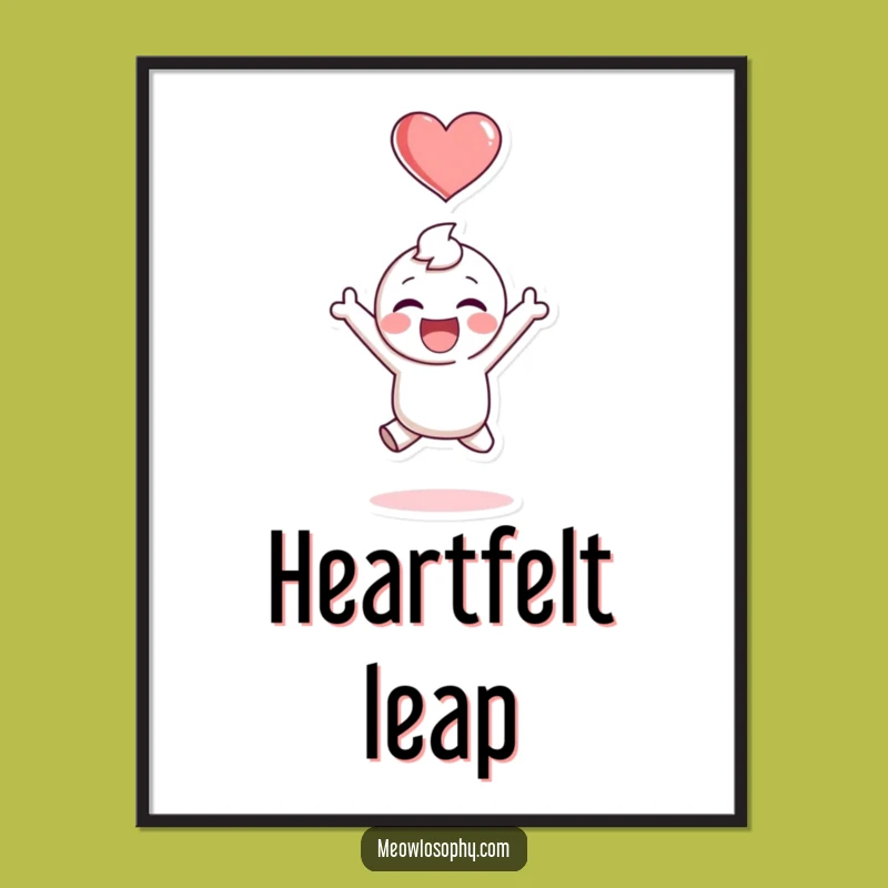 Funny Joyful Leap Poster: Adorable Character's Ecstasy, Perfect Happy Wall Art