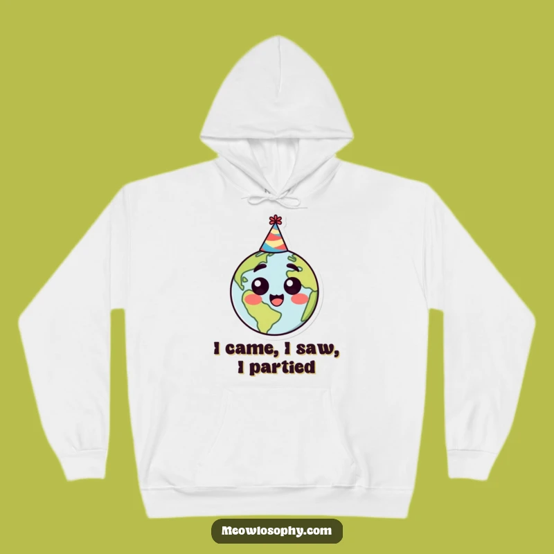 Cozy Funny Earth Party Hat Hoodie: Stay Warm and Comfy with Celestial Celebration Vibes