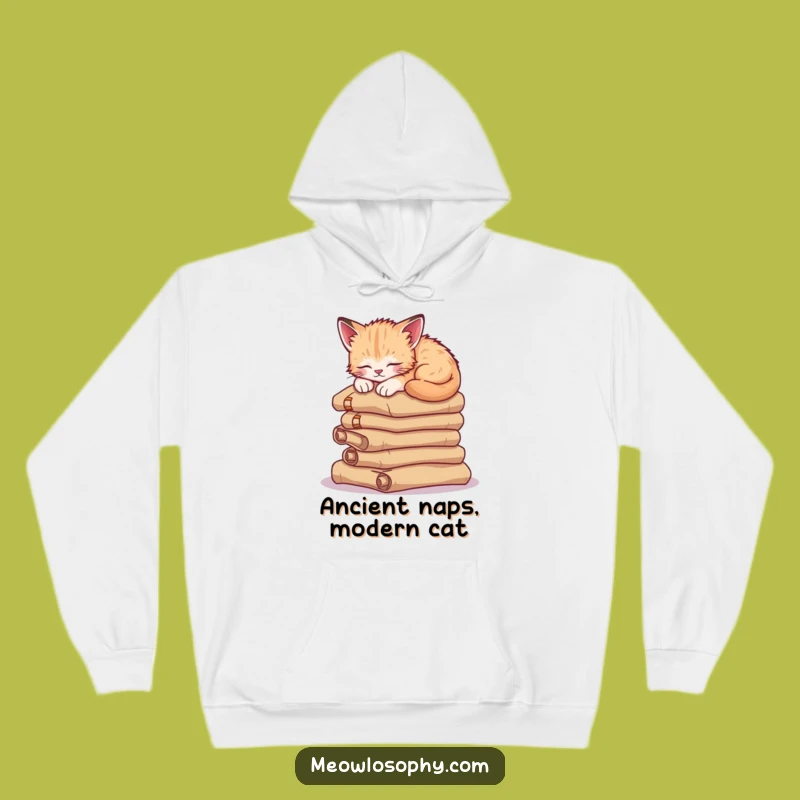 Cozy Funny Sleepy Kitten Hoodie: Wise Cat Scroll Nap Apparel, Warm Gift